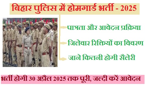 बिहार पुलिस में 15,000 होमगार्ड भर्ती: 30 अप्रैल से पहले होगी परीक्षा
