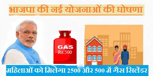 दिल्ली में महिलाओं को हर महीने 2500, 500 में मिलेगा गैस सिलेंडर – भाजपा की नई योजनाओं की घोषणा